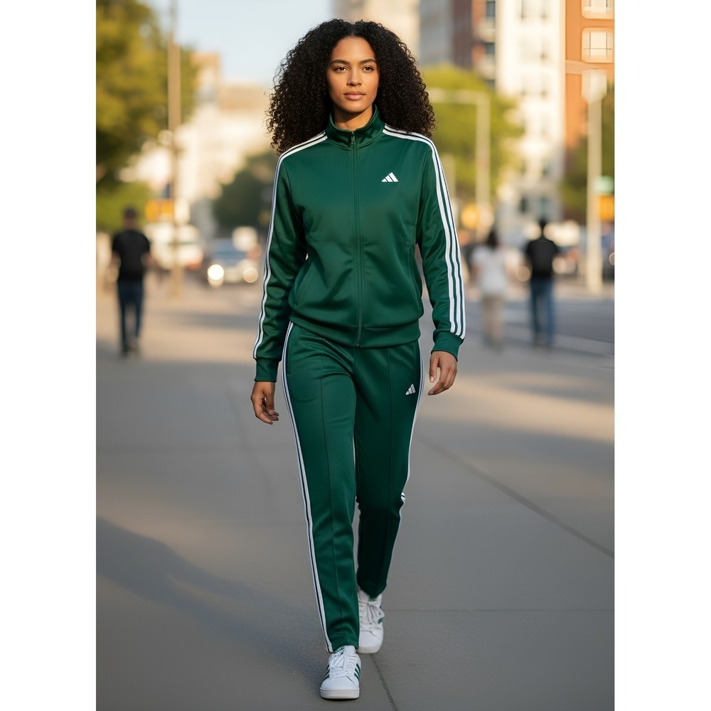 Adidas Unisex Green Two Piece Tracksuit Set Men's M Women's L JI8821 JI8806